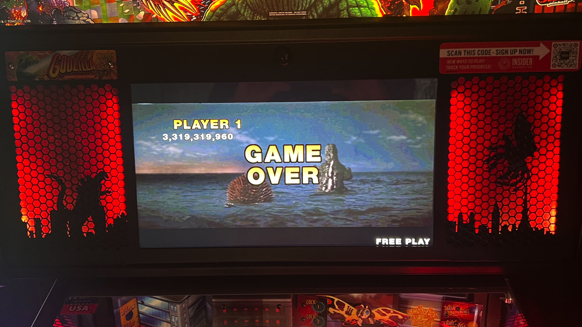Godzilla Game Over Screen