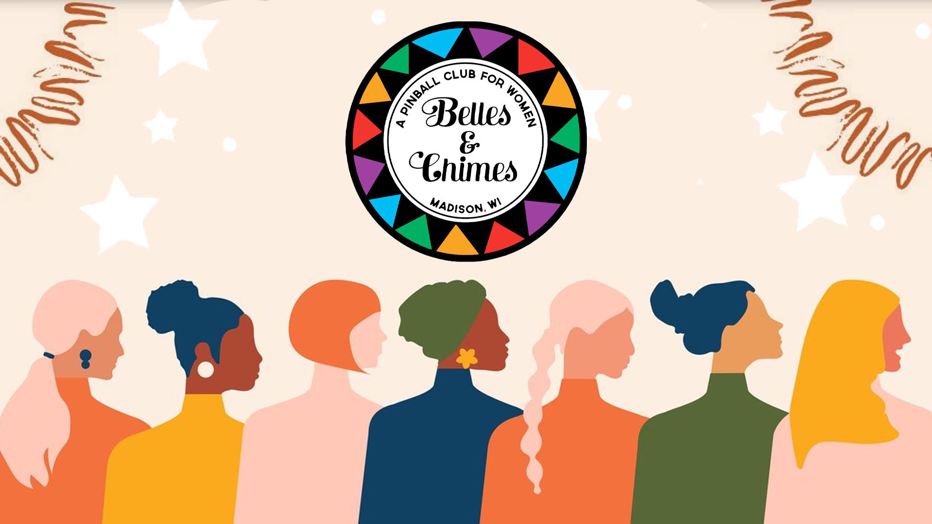 Belles and Chimes logo with silhouettes of women