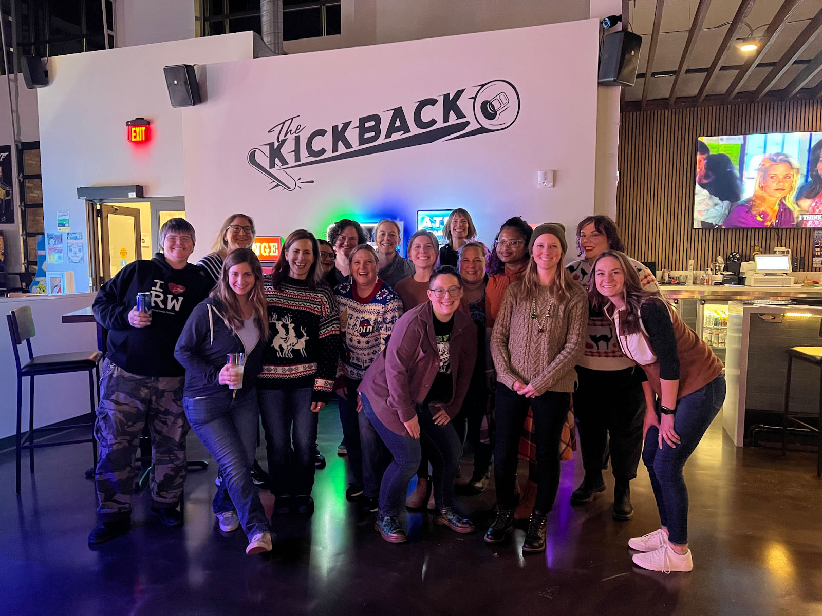 The group of folks who turned out for the December 2024 Kickback pinball event