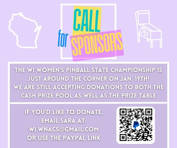 Call for Sponsors for Pinball State Championship