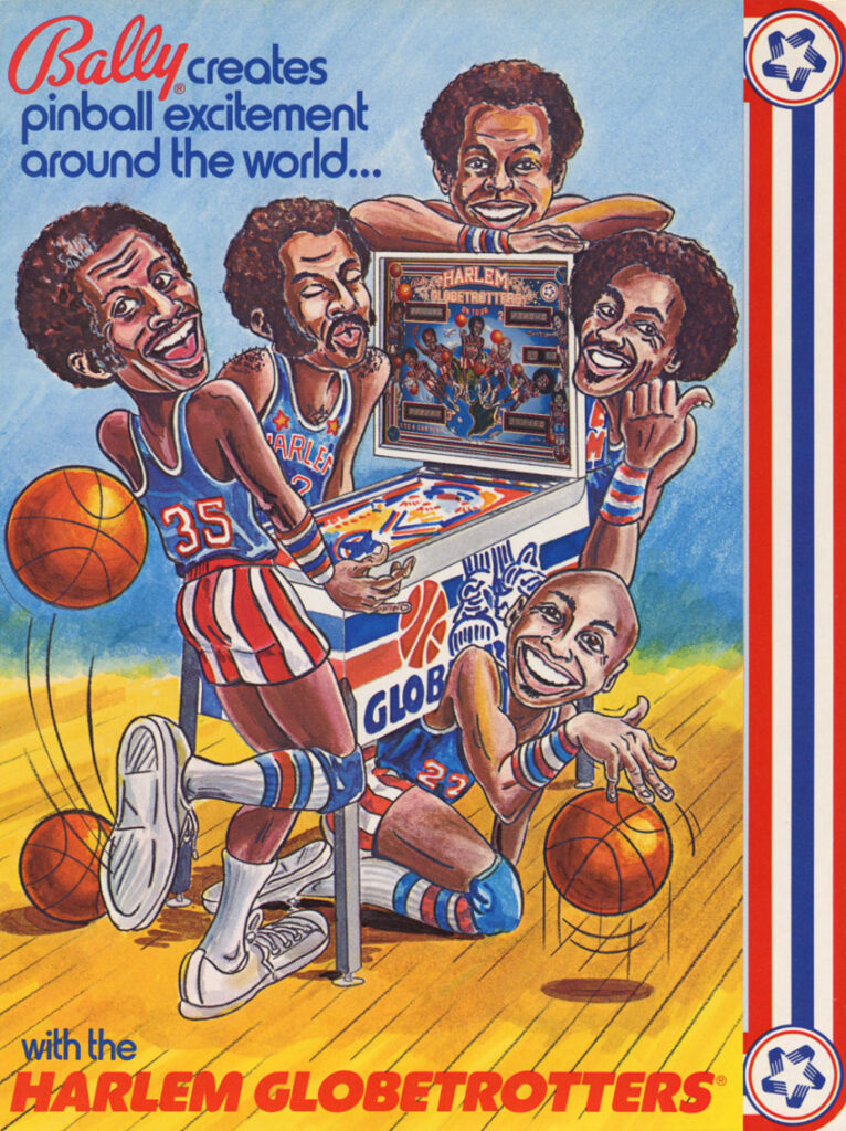 Harlem globetrotters pinball flyer